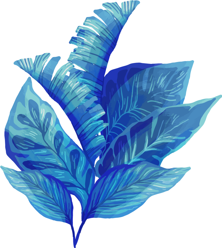 Floral vinyl rug blue leaf arrangement - TenStickers