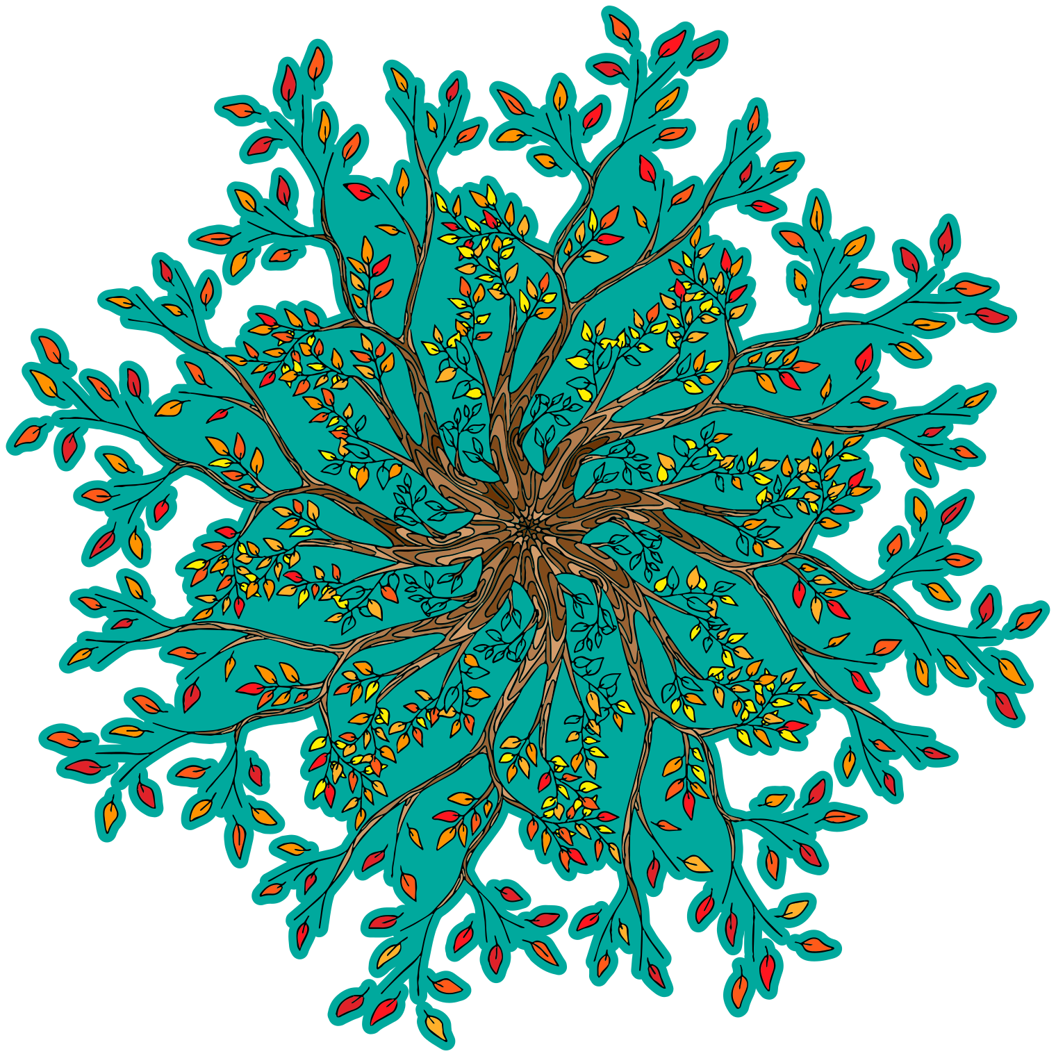 Floral vinyl rug with lively tree design - TenStickers