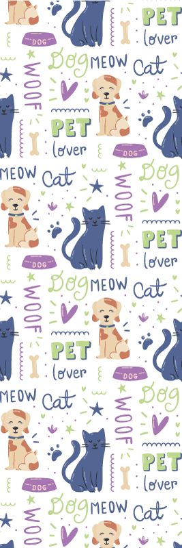 Bedroom vinyl rug featuring vibrant dog doodles - TenStickers