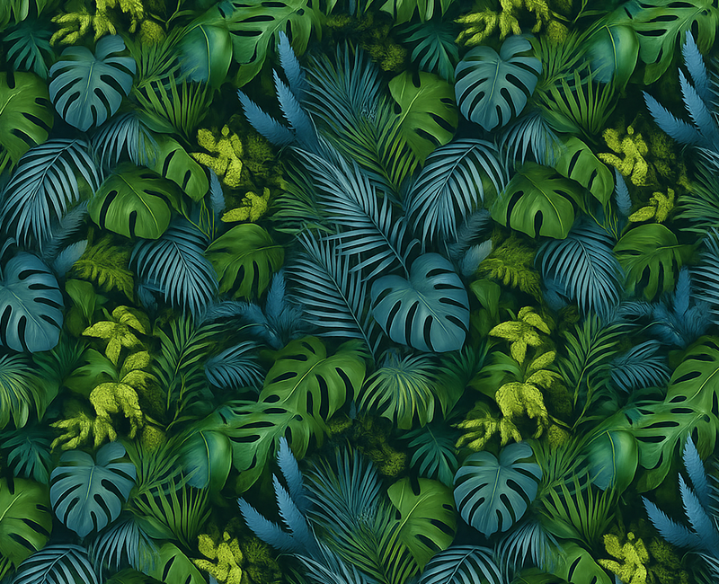 Bedroom vinyl rug featuring green and blue leaves - TenStickers
