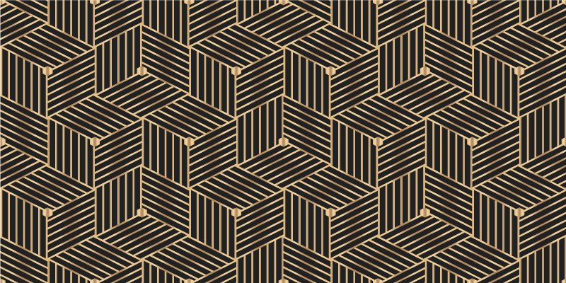 Geometric vinyl rug in golden geometric design - TenStickers