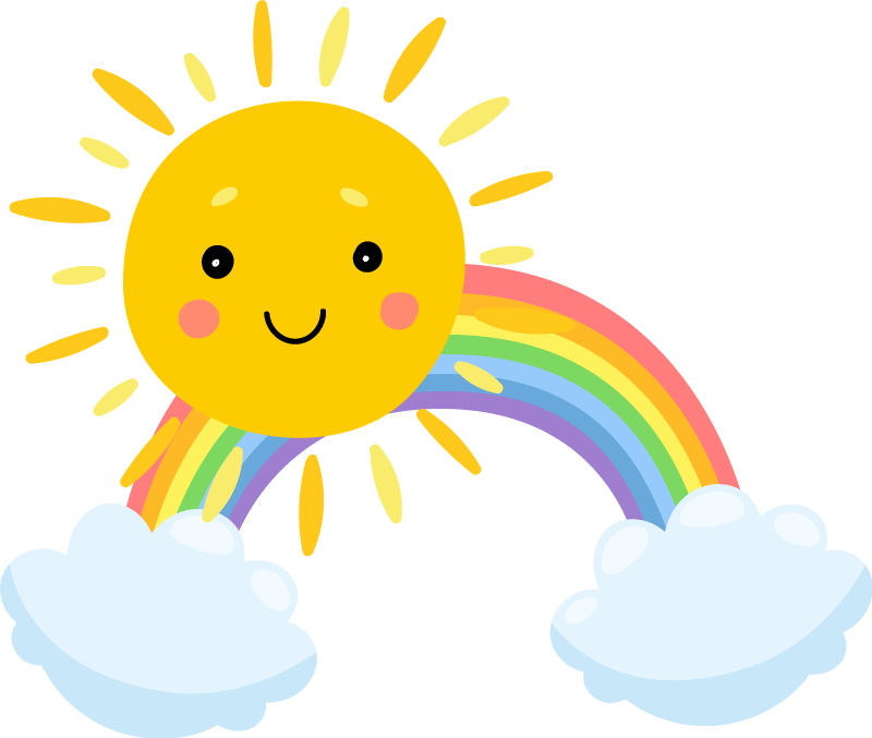 Kids vinyl rug with sky cartoon sun and rainbow - TenStickers