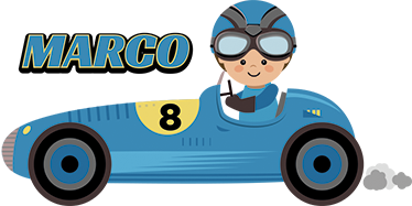 Kids vinyl rug featuring personalized formula 1 car - TenStickers