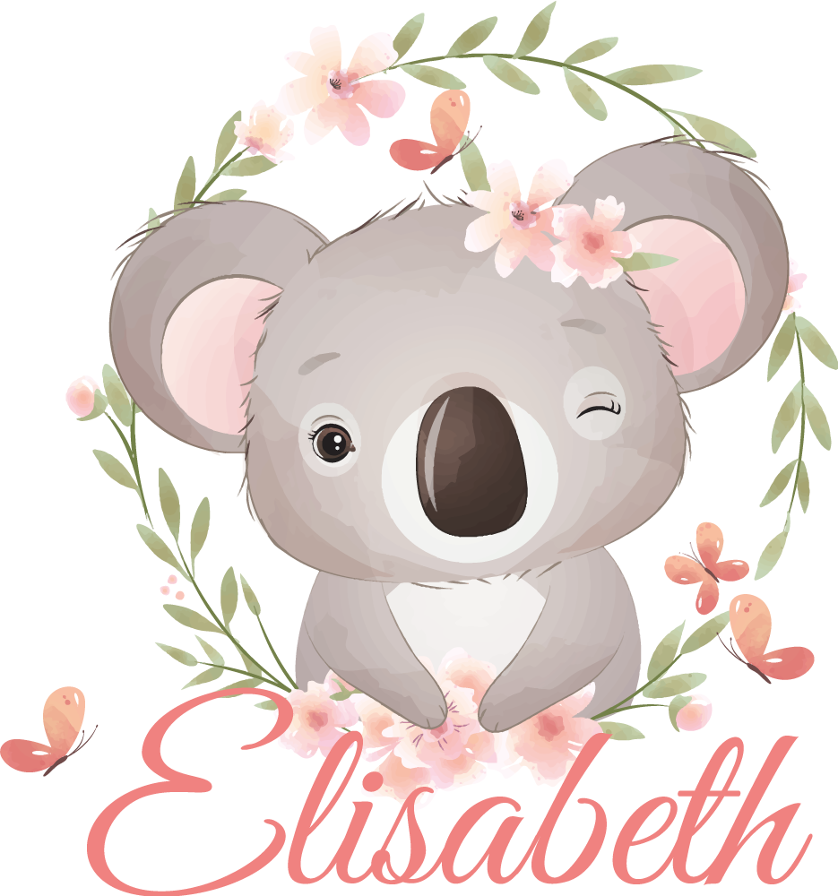 Kids vinyl rug cute koala animal with name - TenStickers