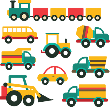 Kids vinyl rug colorful vehicles design - TenStickers