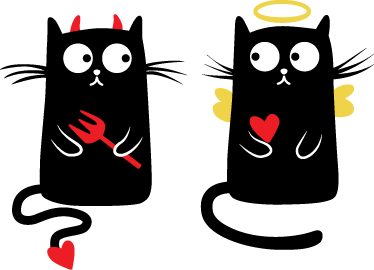 Kids vinyl rug featuring good and bad cat design - TenStickers