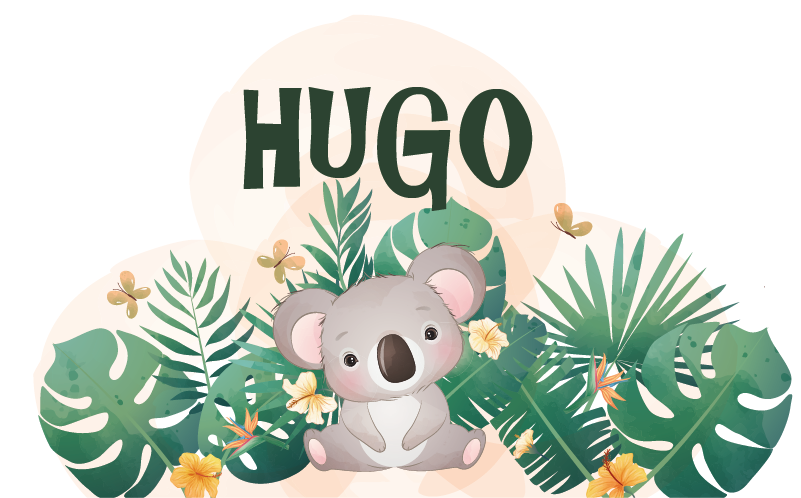 Kids vinyl rug cute koala with name for boy - TenStickers