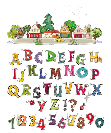 Kids vinyl rug colorful letters and numbers - TenStickers