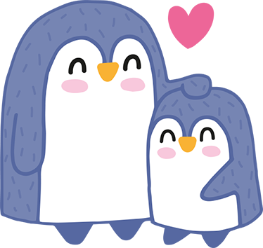 Kids vinyl rug mum and baby penguin - TenStickers
