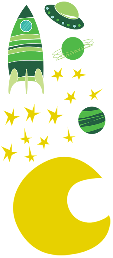Kids vinyl rug in green space theme - TenStickers