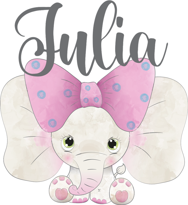 Kids vinyl rug featuring elephant and baby name - TenStickers