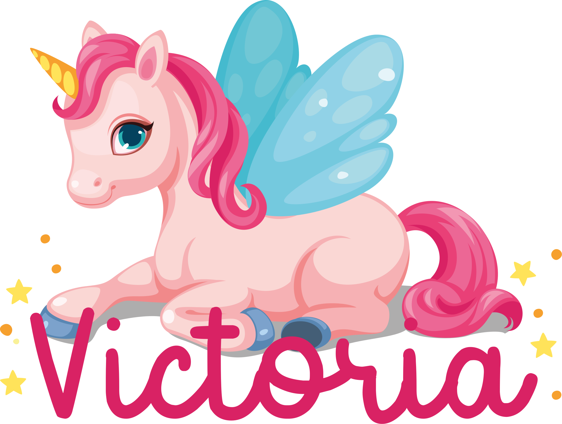 Funny pink happy unicorn kids vinyl rug - TenStickers