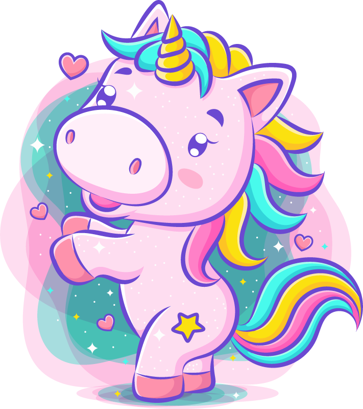 Kids vinyl rug with colorful smiling unicorn - TenStickers