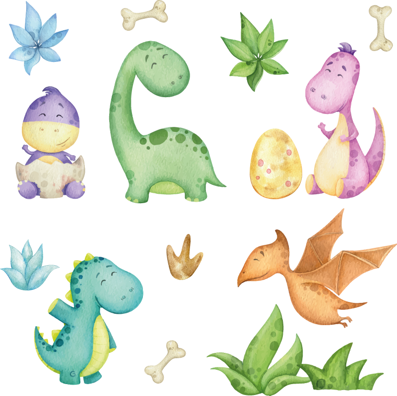Nordic dinosaur bedroom vinyl rug - TenStickers