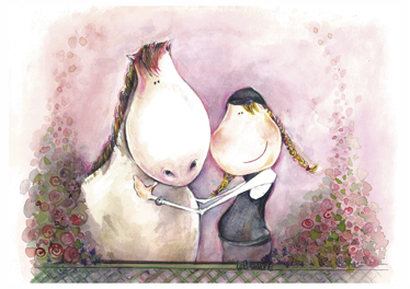 Kids vinyl rug featuring girl and horse design - TenStickers