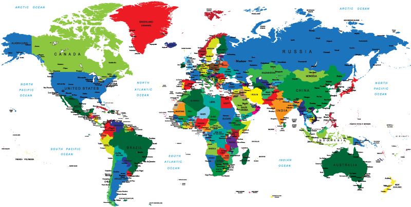 World map vinyl rug full-color world map vinyl rug - TenStickers