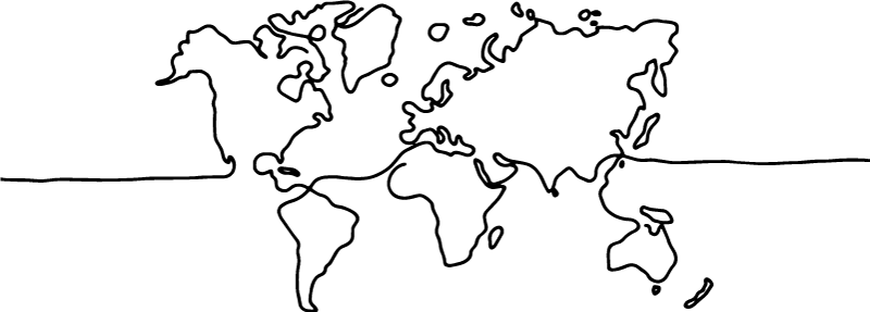World map vinyl rug in line art design - TenStickers