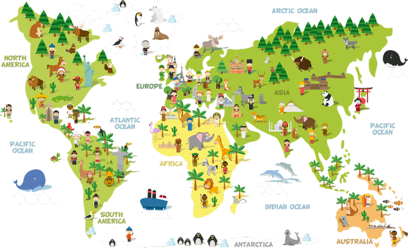 World map vinyl rug english-speaking people map - TenStickers