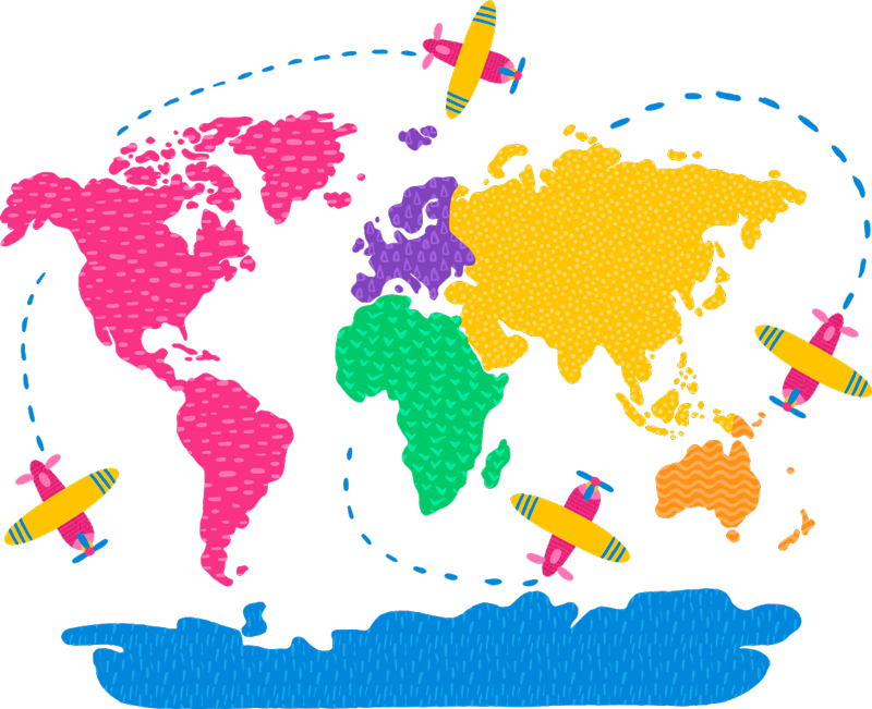 World map vinyl rug travel map - TenStickers