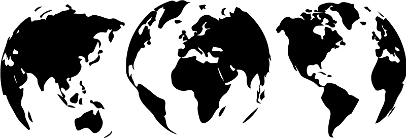 World map vinyl rug 3 earth maps of each continent - TenStickers
