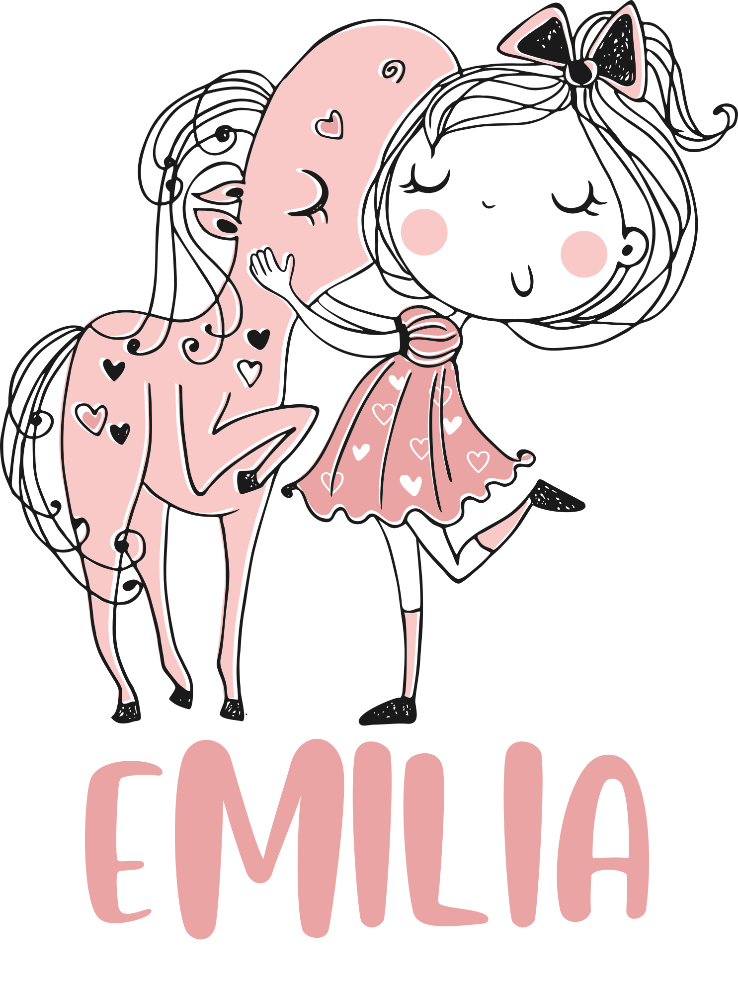 Kids vinyl rug princess in pink dress with horse - TenStickers
