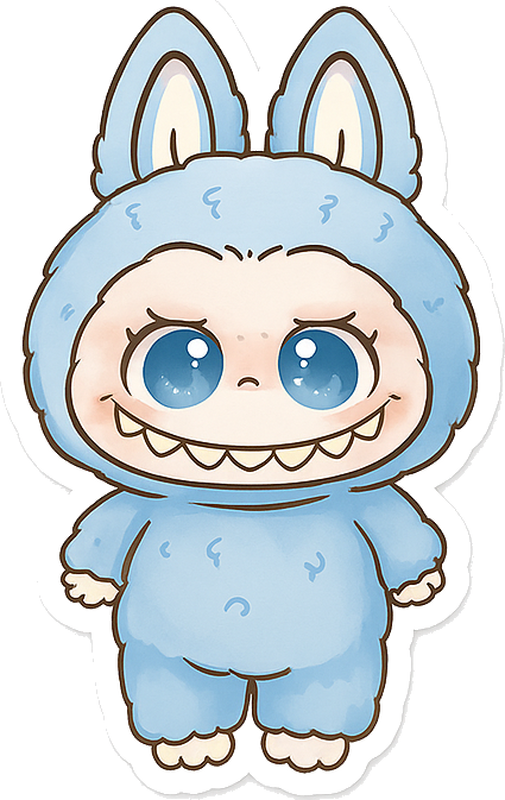Kids vinyl rug blue monster plush toy - TenStickers