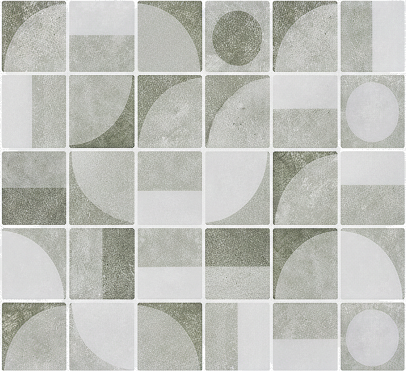 Bathroom vinyl rug in abstract grey interlocking shapes - TenStickers