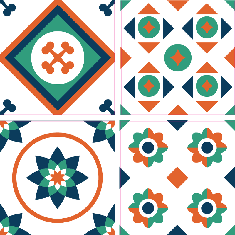 Bathroom vinyl rug with geometric tile design - TenStickers