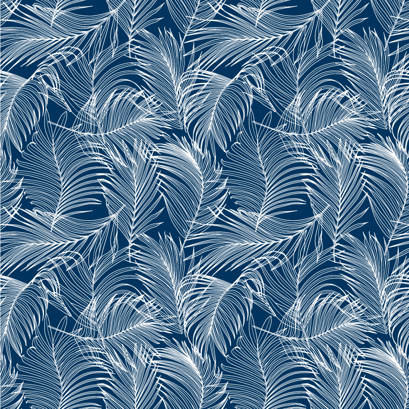 Kitchen vinyl rug blue leaves with white outline - TenStickers