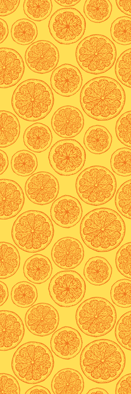 Kitchen vinyl rug with orange hand-drawn fridge pattern - TenStickers