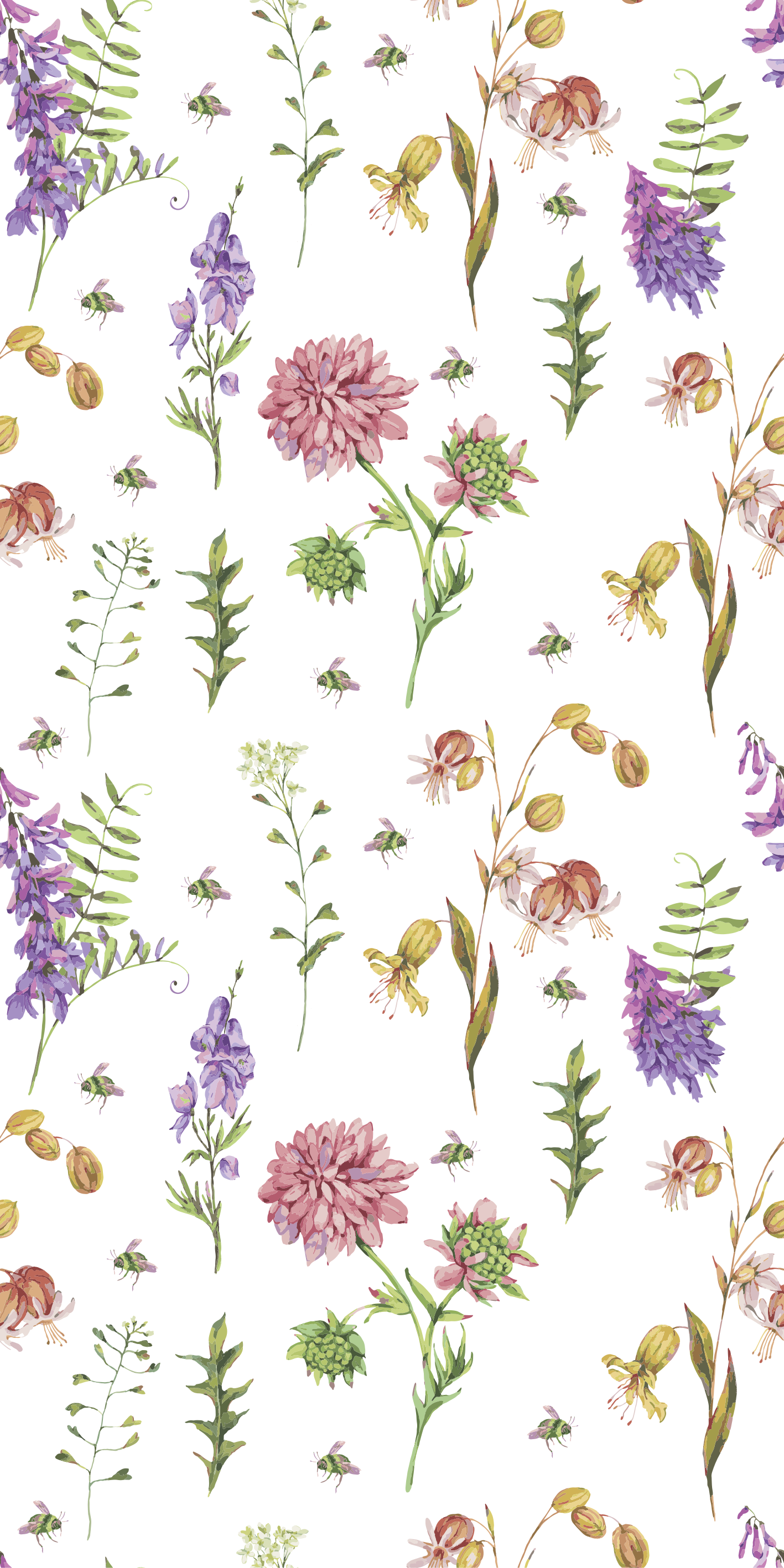 Kitchen vinyl rug multicolor minimalist wildflowers - TenStickers