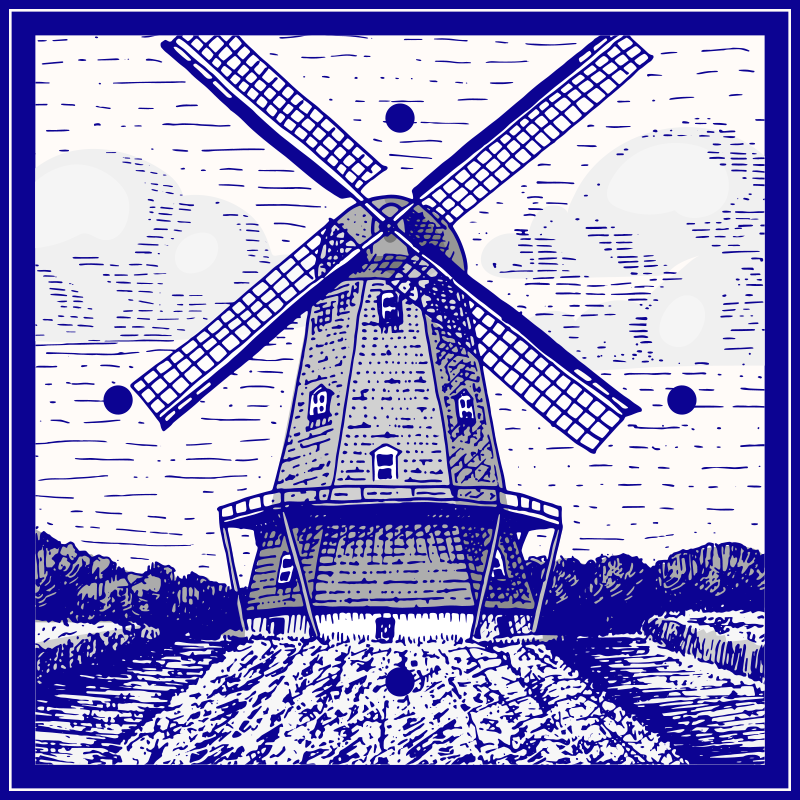 Delft blue kitchen vinyl rug - TenStickers