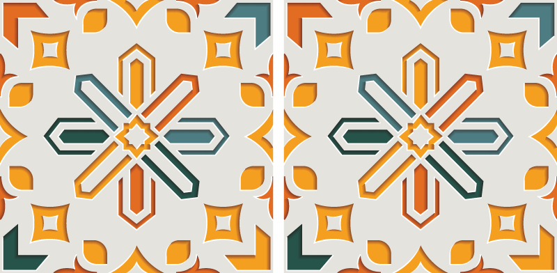 Kitchen vinyl rug with encaustic tile design - TenStickers