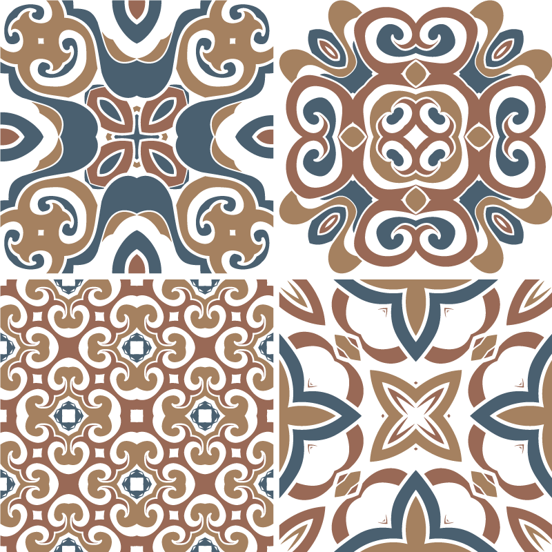 Kitchen vinyl rug with hydraulic tile design - TenStickers
