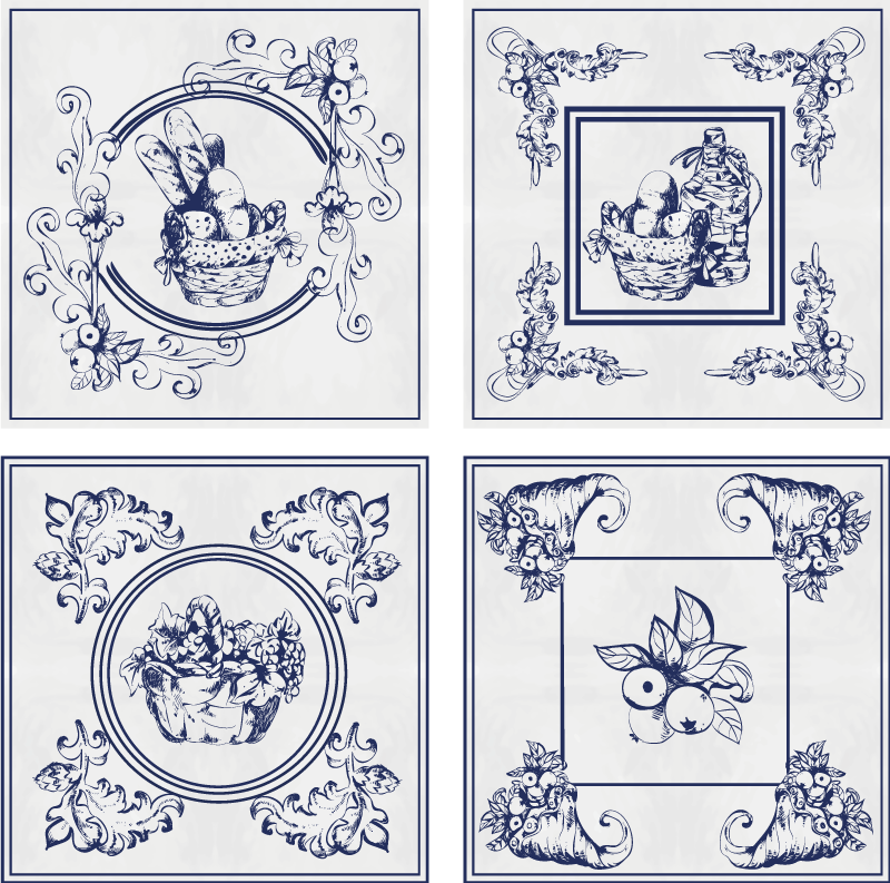 Kitchen vinyl rug inspired by belgian ceramics - TenStickers