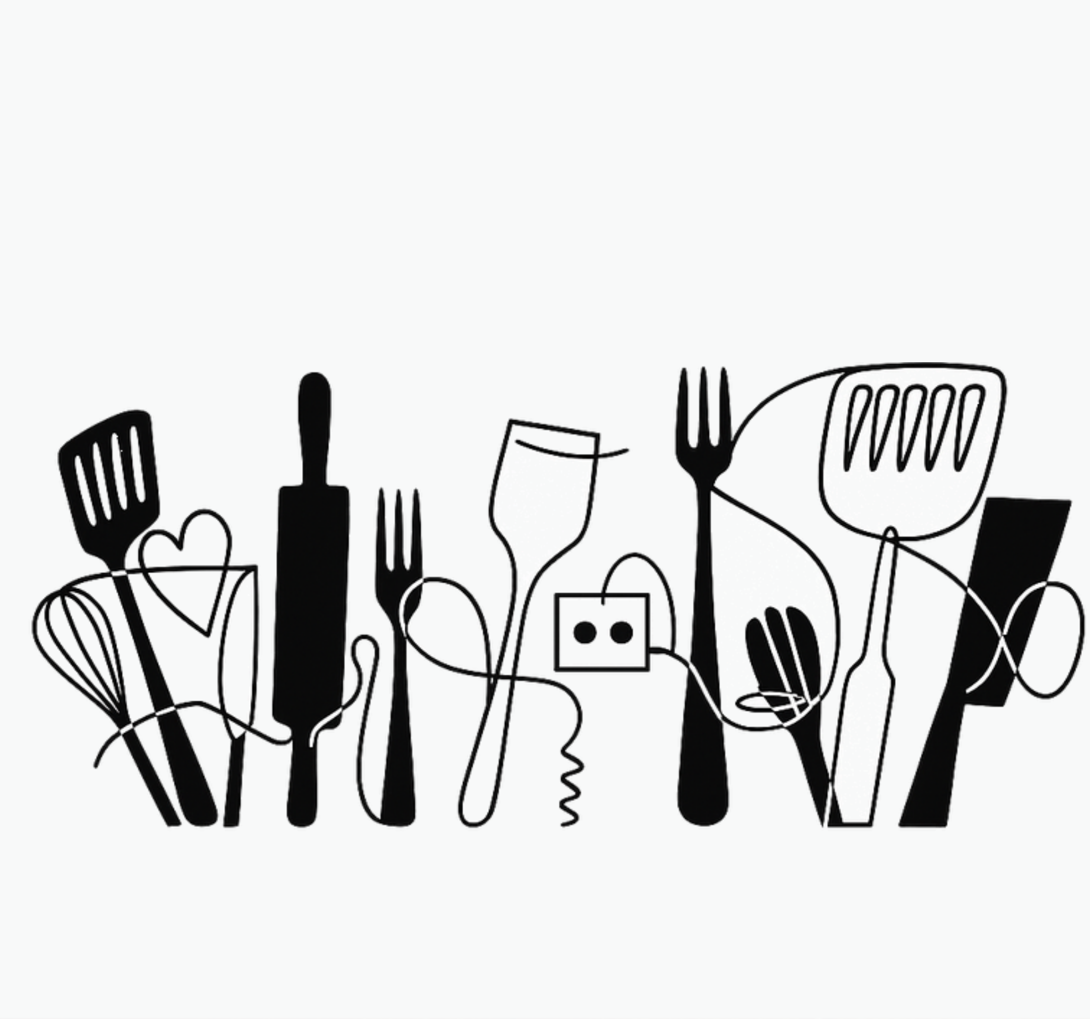 Kitchen vinyl rug with kitchen utensils design - TenStickers