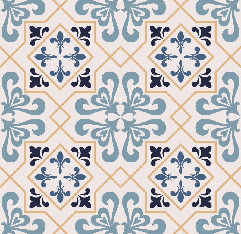 Kitchen vinyl rug with yellow portuguese tile design - TenStickers