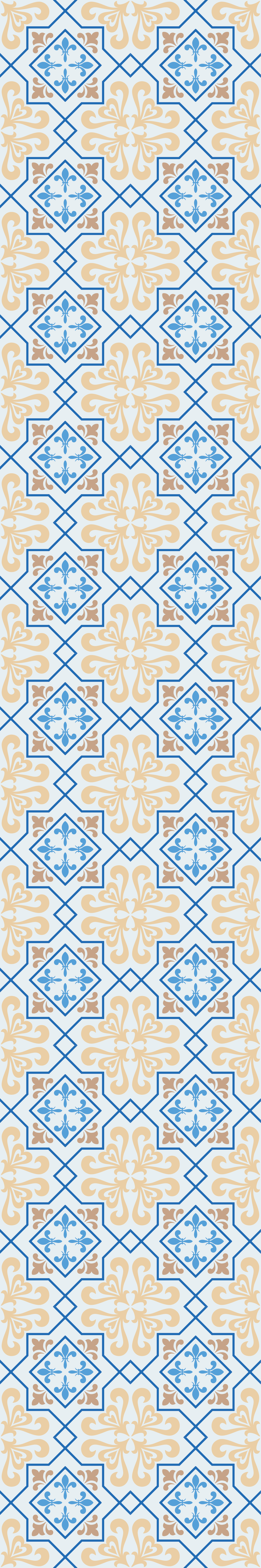 Kitchen vinyl rug portuguese tile blue line pattern - TenStickers