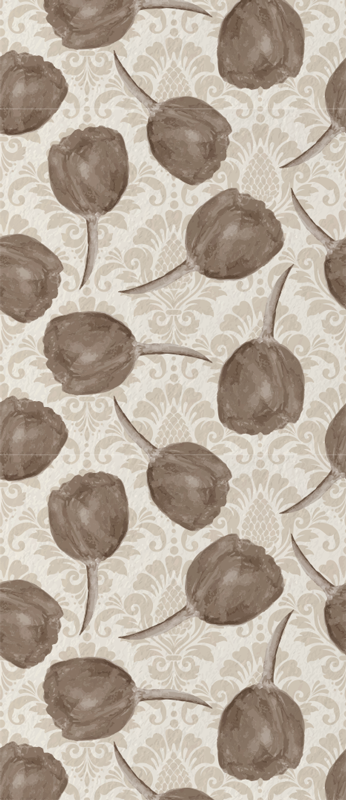 Bedroom vinyl rug with gray tulips and scrolls - TenStickers
