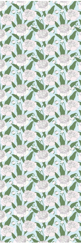 Bedroom vinyl rug with white floral grandmillenial pattern - TenStickers