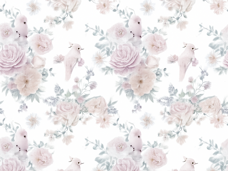 Bedroom vinyl rug grey elegant floral pattern - TenStickers