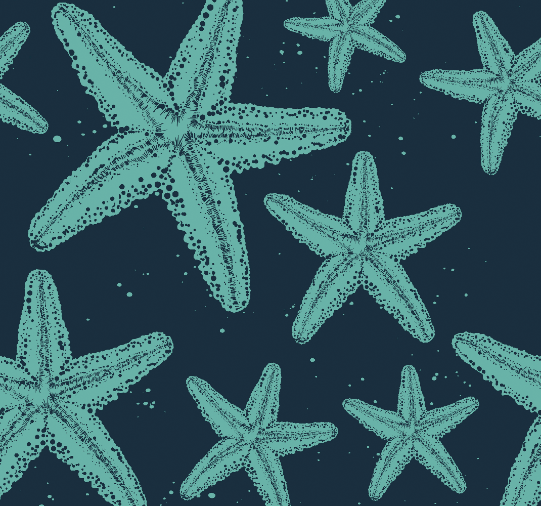 Bedroom vinyl rug starfish blue tones - TenStickers