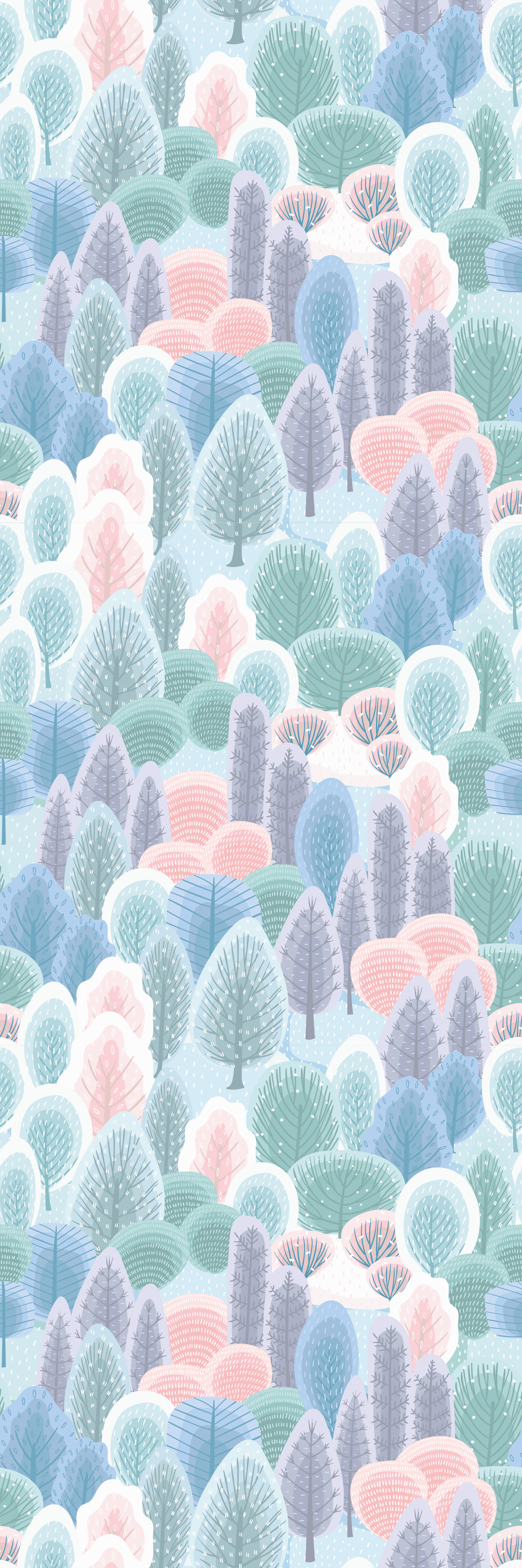 Bedroom vinyl rug with pastel winter forest design - TenStickers