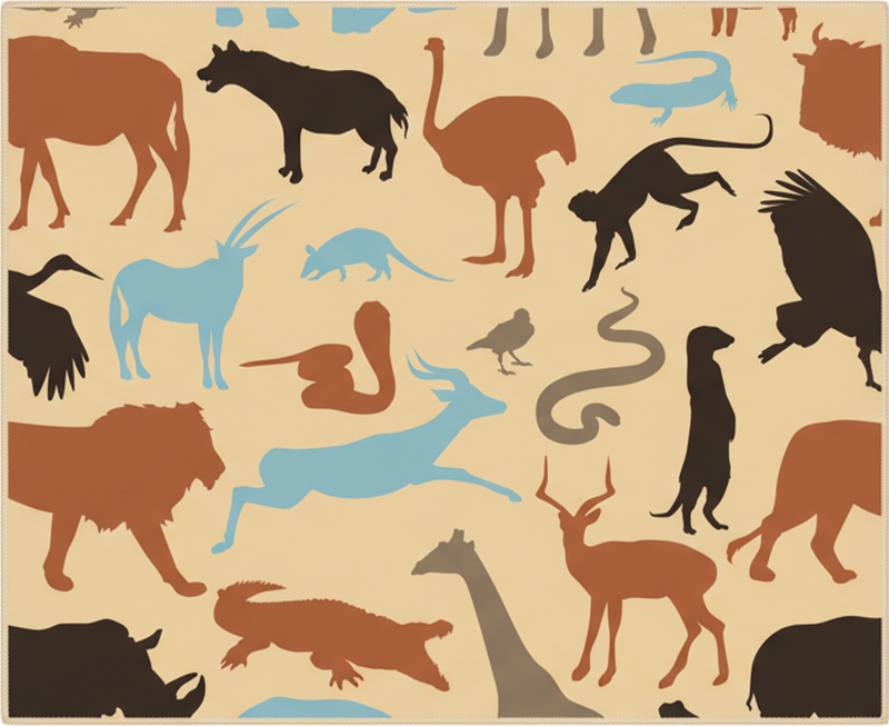 Bedroom vinyl rug with safari animal silhouettes - TenStickers