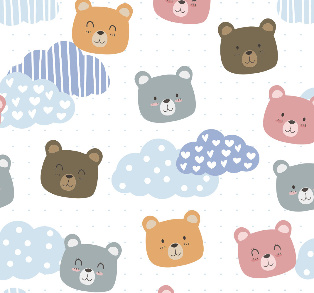 Bedroom vinyl rug with minimalistic bear smile design - TenStickers