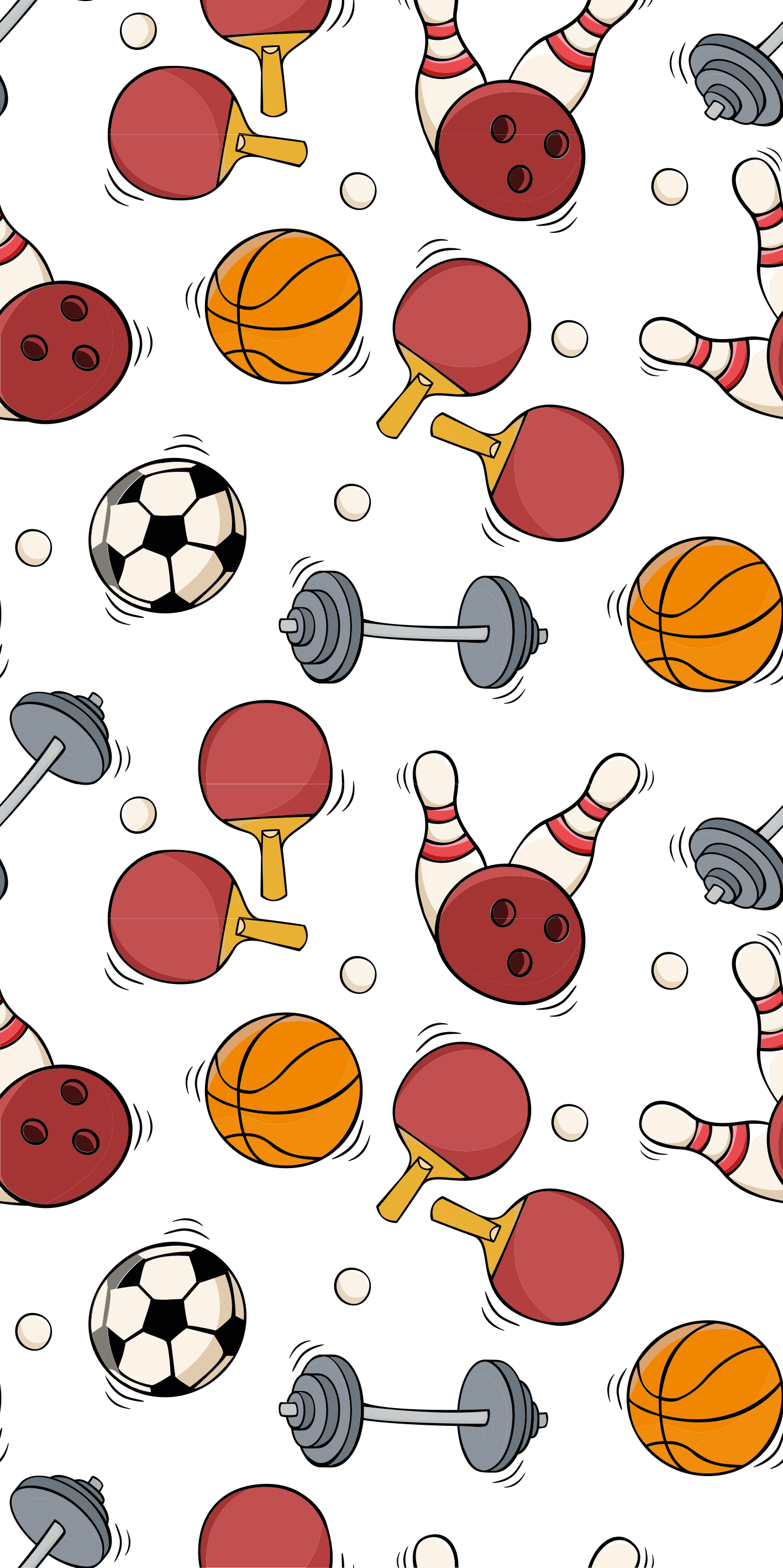 Bedroom vinyl rug with sports doodle sketches - TenStickers