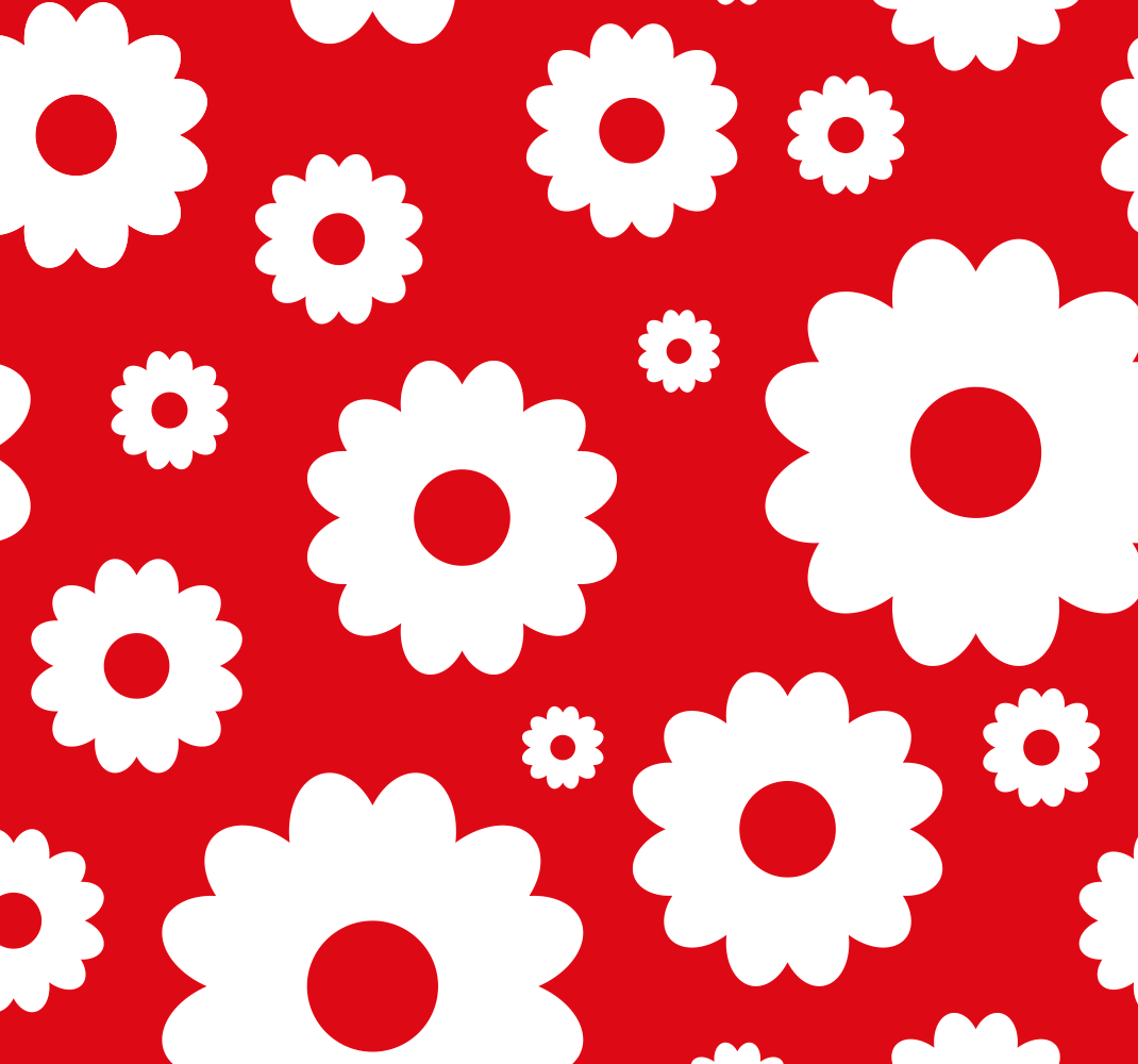 Bedroom vinyl rug white daisies on red background - TenStickers