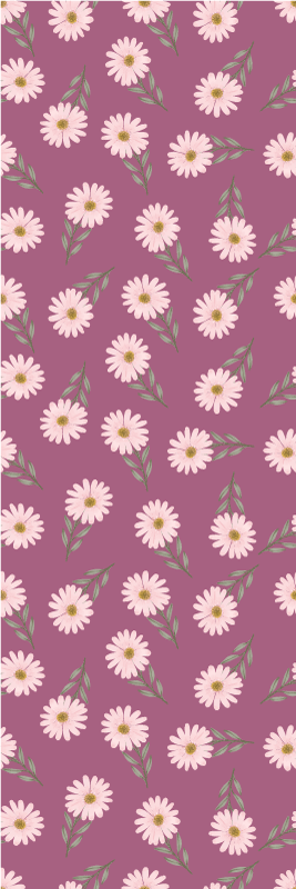 Bedroom vinyl rug with little pink daisies pattern - TenStickers