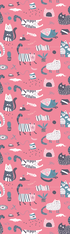 Bedroom vinyl rug nordic kitties design - TenStickers