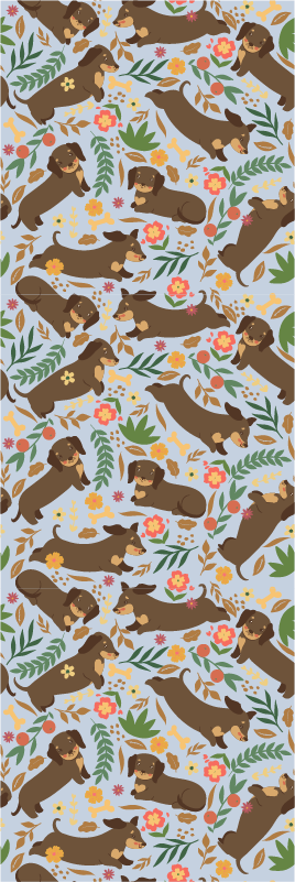 Dachshund and flowers pattern bedroom vinyl rug - TenStickers